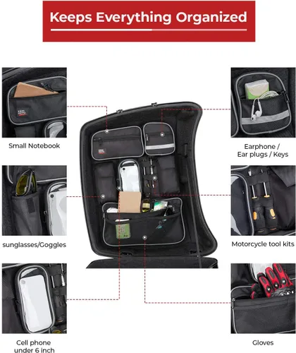 Vista 2 de KEMIMOTO Para Tour Pack Organizador de tapa con carcasa para motocicleta, bolsa de almacenamiento para motocicleta, forro de paquete turístico