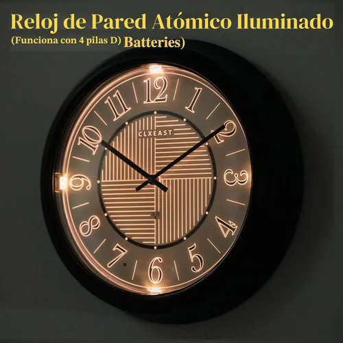 Vista 5 de CLXEAST Reloj de pared atómico iluminado/al aire libre de 14" resistente al