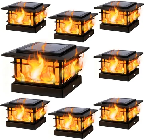 Vista 13 de Dynaming Luces solares de 4 x 4 para exteriores con 2 modos de color, luces solares para poste de valla, carcasa blanca para postes de Blanco