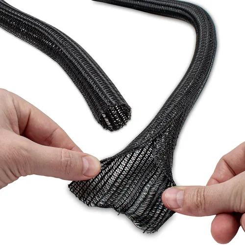 Vista 3 de Electriduct Funda Trenzada Envolvente de Cierre Automático con Gancho de 1/8", Manga Ignífuga de Malla Flexible, Protector de Cables, Organizador