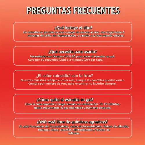 Vista 8 de Set de Esmalte de Gel DND DC, Colección Roja, Esmalte de Gel UV/LED y Laca de Uñas para Secar al Aire, Juego de Esmaltes Sin Astillas, 0.5 Onzas