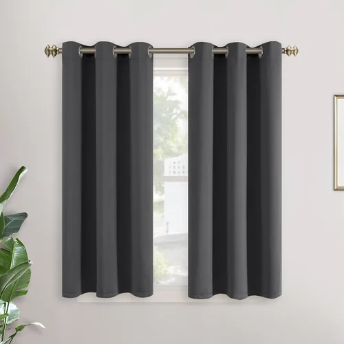 Vista 132 de YoungsTex - Cortinas blackout cortas, aislamiento térmico, ojales, oscurecen la habitación, privacidad, para cámper, sótano, cocina y baño, 2 Gris