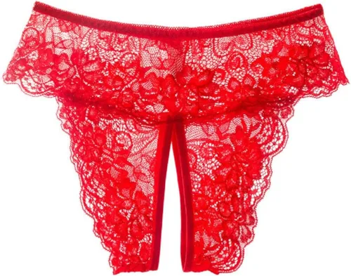 Vista 5 de Lyeacs Bragas sexy para mujer, tangas de encaje con bola de perlas