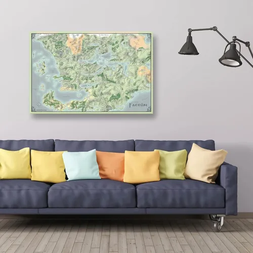 Vista 5 de Faerun - Póster de mapa de juego de Reinos Olvidados, póster de lienzo impreso para pared, póster de pintura de regalo, arte de arte, decoración