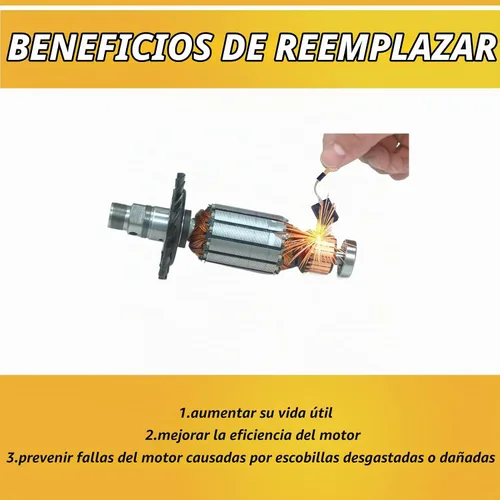 Vista 5 de Paquete de 10 cepillos de carbono para motor eléctrico de repuesto N257540, compatibles con amoladora angular Dewalt DWE402 DWE4214