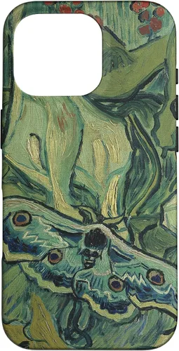Vista 19 de iPhone 13 gran polilla pavo real de Vincent van Gogh, insecto en una caja de jardín