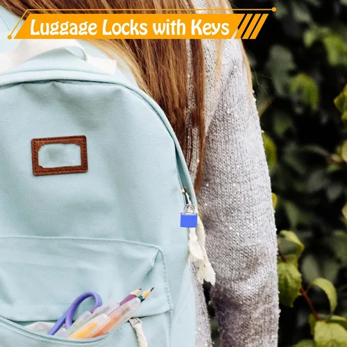 Vista 6 de Bonsicoky Paquete de 10 candados para maleta con llaves, candados metálicos multicolor para equipaje, mini candados con llave para maleta, mochila