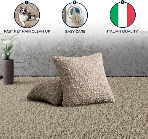 Vista 4 de PAULATO BY GA.I.CO. Juego de 2 fundas de almohada de 18 x 18 pulgadas, fundas de algodón elásticas, duraderas y fáciles de limpiar, colección 3D