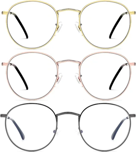 Vista 12 de Blue Light Blocking Glasses for Women Men Metal Round Frame