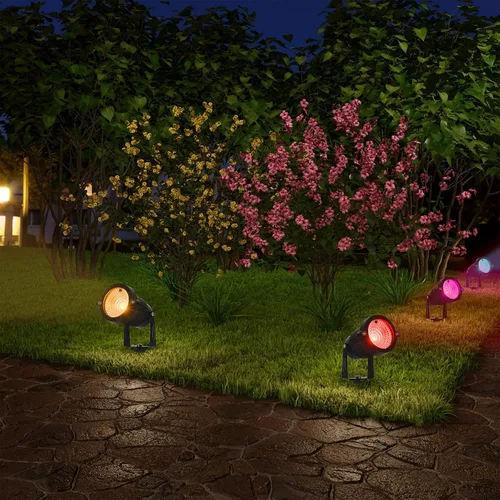 Vista 7 de Cambio de color Paisaje Iluminación LED de bajo voltaje Focos al aire libre 6W 12V IP66 Luces de paisajismo impermeables Control remoto Jardín