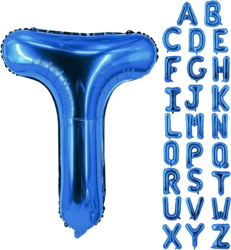 Vista 61 de Globos de letras azules de 40 pulgadas, globo grande del alfabeto de aluminio de Mylar para decoración de cumpleaños, boda, aniversario, graduación