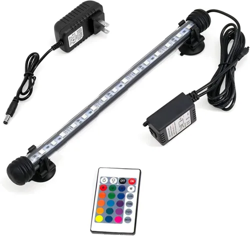 Vista 7 de Luces de acuario RGB de 7 pulgadas, luces de tanque de peces subacuáticas IP68 impermeable cambio de color ajustable memoria sumergible control