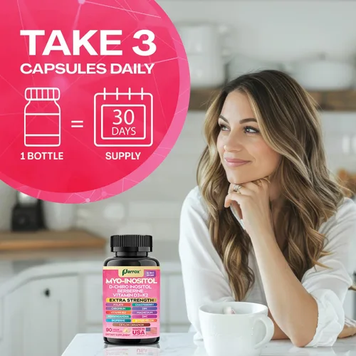 Vista 7 de Suplemento de Myo Inositol, D-Chiro Inositol, Folato, DIM, Vitamina D3, B12, K2, Cromo, Bioperina, Canela de Ceilán, Zinc, Ashwagandha, Agracejo