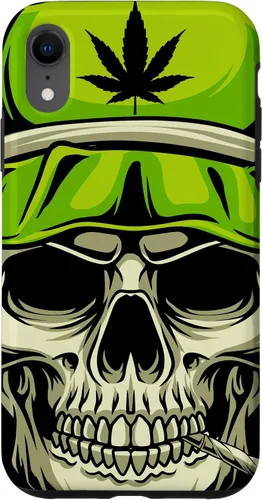 Vista 8 de iPhone 15 Cráneo Con Sombrero Ilustración - Hoja de Cannabis Weed THC CBD Case