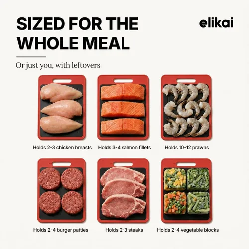 Vista 5 de ELIKAI Bandeja de descongelación 4 en 1 para carne congelada con tabla de cortar, placa de rallador de ajo y refinador de cuchillos, placa