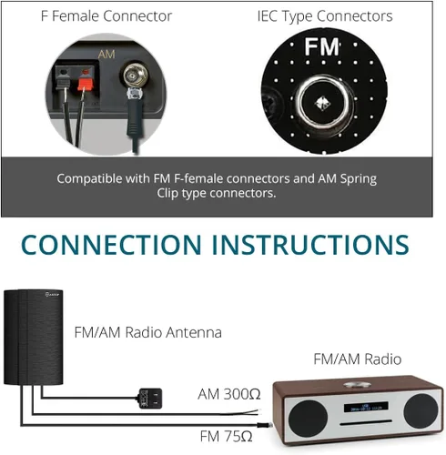Vista 5 de Antena de radio AM/FM amplificada digital interior para radio estéreo universal Receptor de difusión RF de señal de audio