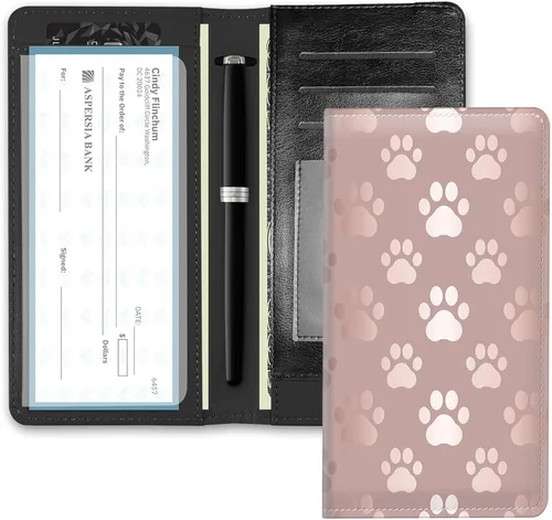 Vista 12 de RFID Blocking Checkbook Cover for Women & Men, Premium PU Leather Print Wallet for Duplicate Checks, Slim Organizer with Pen Holder, Credit Card
