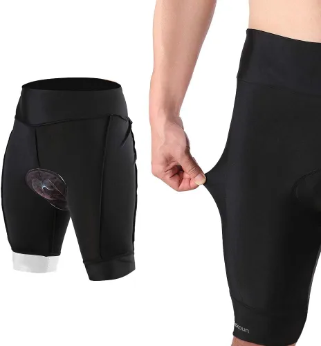 Vista 4 de Tiekoun - Pantalones cortos de ciclismo acolchados para hombre, de secado rápido