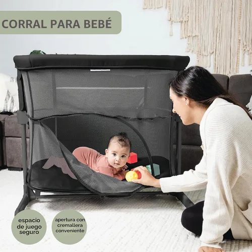 Vista 5 de KoolerThings 3 en 1 cuna/moisés para bebé, cama junto a la cama y parque infantil, fácil de plegar y portátil (Negro) - KoolaBaby (cuna de malla)