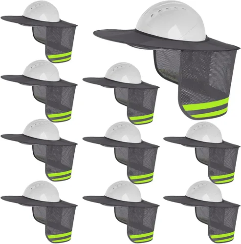 Vista 13 de Paquete de 2 protectores solares para casco duro, protector solar de malla de ala completa para cascos duros, alta visibilidad, reflectante