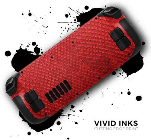 Vista 3 de Design Skinz - Compatible con Steam Deck - Calcomanía protectora de vinilo extraíble resistente a los arañazos - Patrón de piel de serpiente roja V3