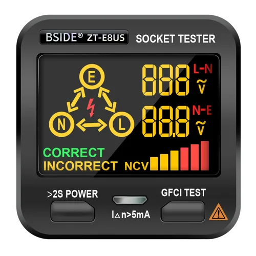Vista 10 de BSIDE EBTN - Detector de voltaje LCD, pantalla de 3 líneas, sin contacto, probador de voltaje de CA, sensibilidad ajustable, rango dual de Negro