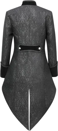 Vista 2 de VJQUMM Chaqueta steampunk para hombre, estilo gótico, victoriano, abrigo de túnica
