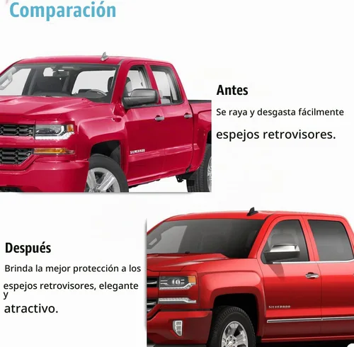 Vista 5 de AUCERAMIC Tapa de Cubierta de Espejo Cromado de la Mitad Superior Compatible con 2014-2018 Chevy Silverado 1500 2500HD 3500HD GMC Sierra 1500 2500HD