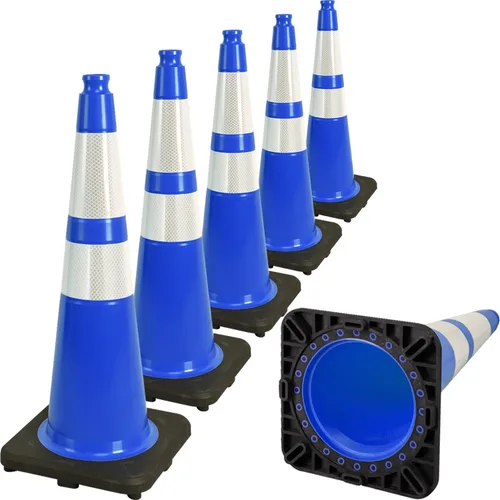 Vista 8 de Paquete de 6 conos de tráfico de PVC verdes de 12 pulgadas con base resistente, conos de seguridad de alta visibilidad para todo tipo de clima