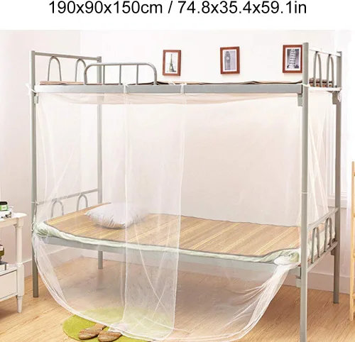 Vista 6 de Jiawu Red para camas individuales a king, 2 aberturas o toldo de cama totalmente cerrado, toldo rectangular blanco universal para uso en interiores