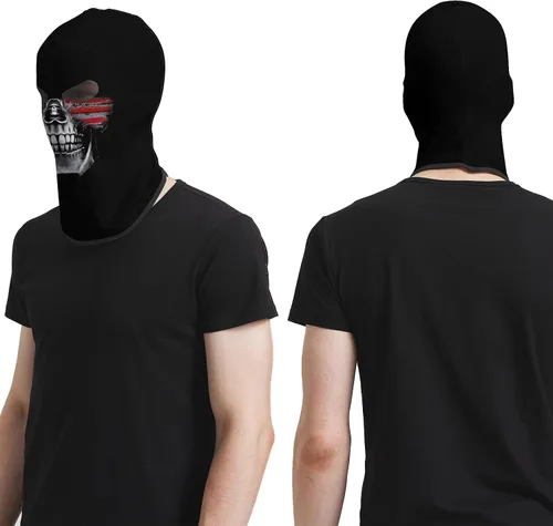 Vista 3 de Obacle Máscara de calavera para Halloween, fantasma, máscara de cara completa, pasamontañas aterradoras, disfraz de cosplay Cara de bandera