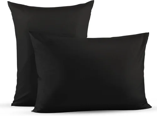 Vista 12 de Superity Linen Fundas de almohada de tamaño estándar, paquete de 2 unidades, 100% algodón suave y cómodo, color negro