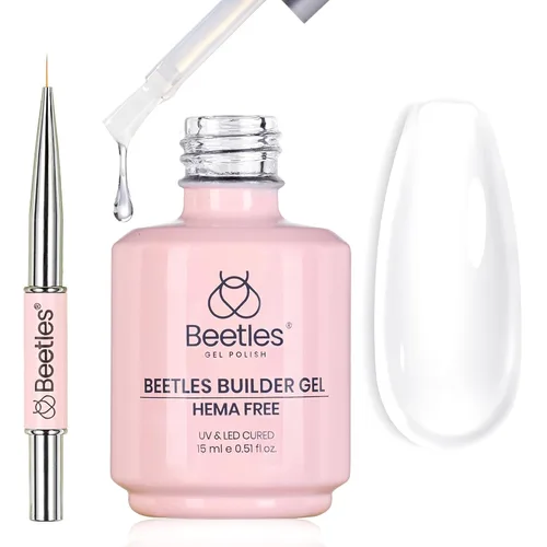 Vista 26 de Beetles - Gel constructor para uñas, 2 piezas de gel transparente 8 en 1, para fortalecer las uñas naturales instantáneas y extensión para salón