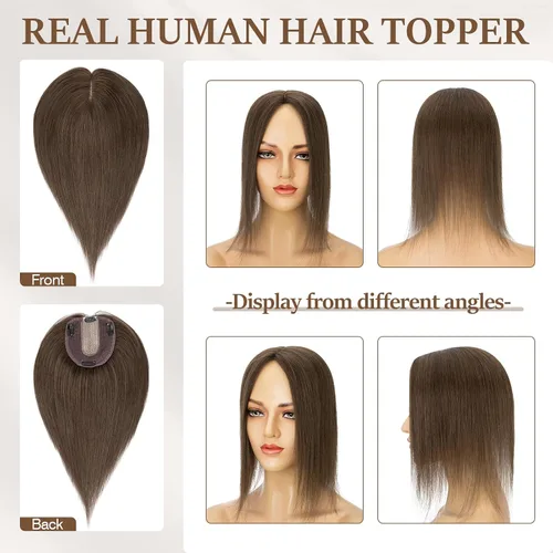 Vista 119 de Rich Choices Pelucas con topper de cabello para mujeres, cabello humano real 100% Remy, sin flequillo, para mujeres con adelgazamiento en la parte