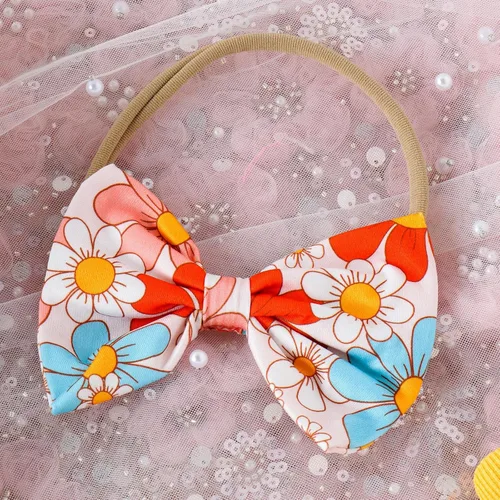 Vista 4 de ZAXARRA Conjunto de 3 piezas de pantalones cortos con estampado floral y diadema para bebé niña