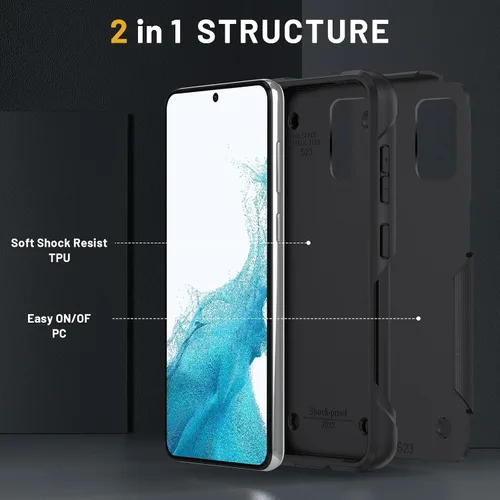 Vista 2 de Funda para Moto G 5G 2023, de doble capa, resistente a prueba de golpes, con soporte, funda protectora militar a prueba de caídas para Motorola Moto