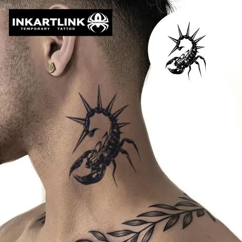 Vista 2 de INKARTLINK Tattoo Tech, 2 hojas de tatuaje semipermanente mediano, tatuajes temporales de diseño artístico para adultos, dura 1-2 semanas