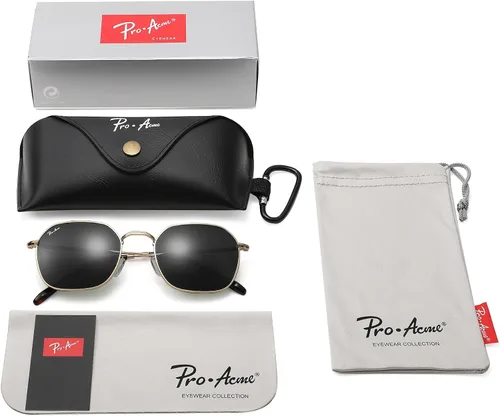 Vista 7 de Pro Acme Gafas de sol hexagonales para mujeres y hombres, lente de cristal