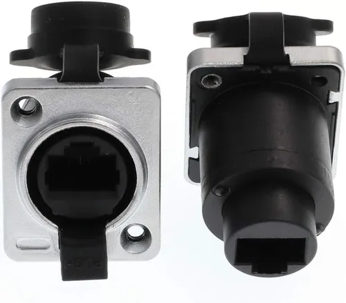 Vista 8 de 3 unids recto doble puerto RJ45 zócalo, Ethernet impermeable conector IP65 montaje en panel compatible CAT5e