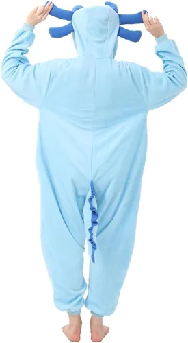 Vista 2 de drafform Unisex Adult Axolotl Onesie Pajamas Halloween Cosplay Costume Animal One-Piece Jumpsuit Party Sleepwear Homewear