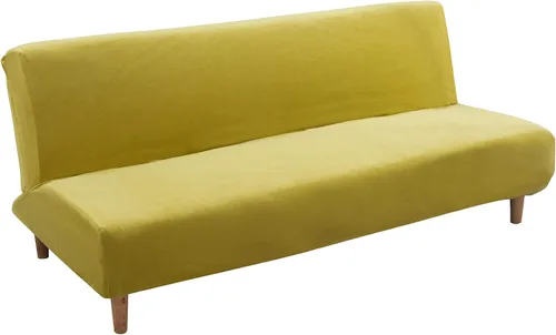 Vista 34 de MIFXIN Funda plegable para futón sin brazos, tela elástica y lavable, protector de muebles para sala de estar, niños y mascotas (beige amarillo)