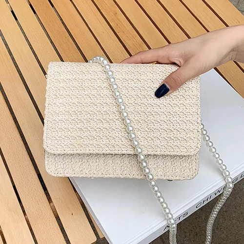 Vista 8 de CHARMORE Bolso cruzado para mujer, pequeño bolso de paja para playa, bolso de hombro tejido elegante, bolsos de viaje