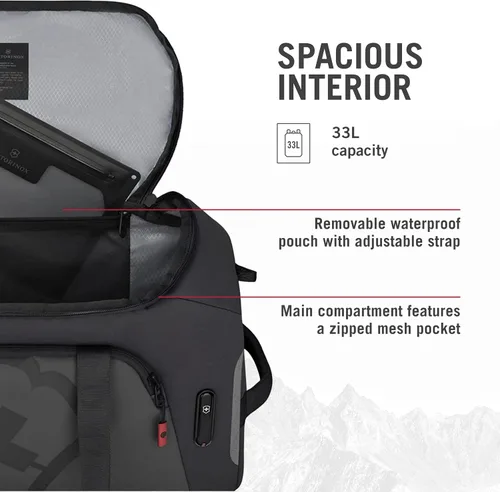 Vista 5 de Victorinox Touring 2.0 Sports Duffel - Bolsa de lona moderna y duradera para el gimnasio, la piscina o la pista - Cuenta con bolsa impermeable - 33