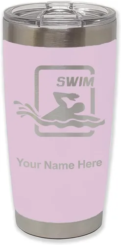 Vista 23 de LaserGram Vaso aislado al vacío de 20 onzas, para natación, grabado personalizado incluido (negro) Engraved Gift for Swimmers, Vacuum Insulated
