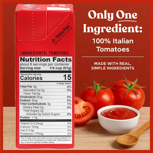 Vista 2 de Pomì Tomates picados – Tomate italiano picado hecho de tomates italianos 100% frescos naturales – Sin aditivos ni conservantes – Tomates triturados