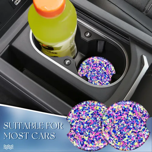 Vista 5 de Swooflia Portavasos de coche con diseño de flores para mujer, 2.75 pulgadas, lindo soporte de resina transparente para bebidas, accesorios
