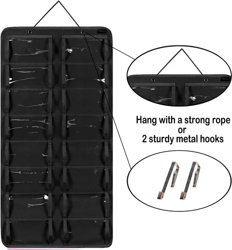 Vista 3 de AROUY Organizador de gafas de sol, organizador de gafas con bolsillo para colgar en la pared - Organizador de gafas de sol con 16 ranuras de fieltro
