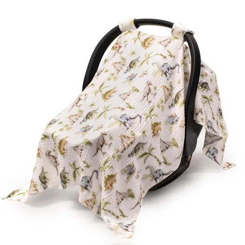 Vista 10 de Fundas de asiento de automóvil 100% muselina de algodón para bebés, funda universal para asiento de automóvil de bebé, cubierta de asiento