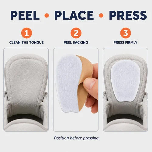 Vista 4 de 3 pares de almohadillas de fieltro medianas para lengua de zapatos sueltos y mocasines