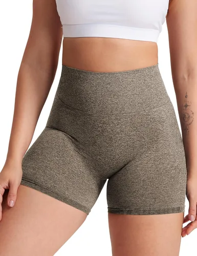 Vista 4 de YEOREO - Shorts de ciclismo para mujer, sin costuras, con cintura alta, para entrenamiento, yoga y gimnasio, estilizan tu figura